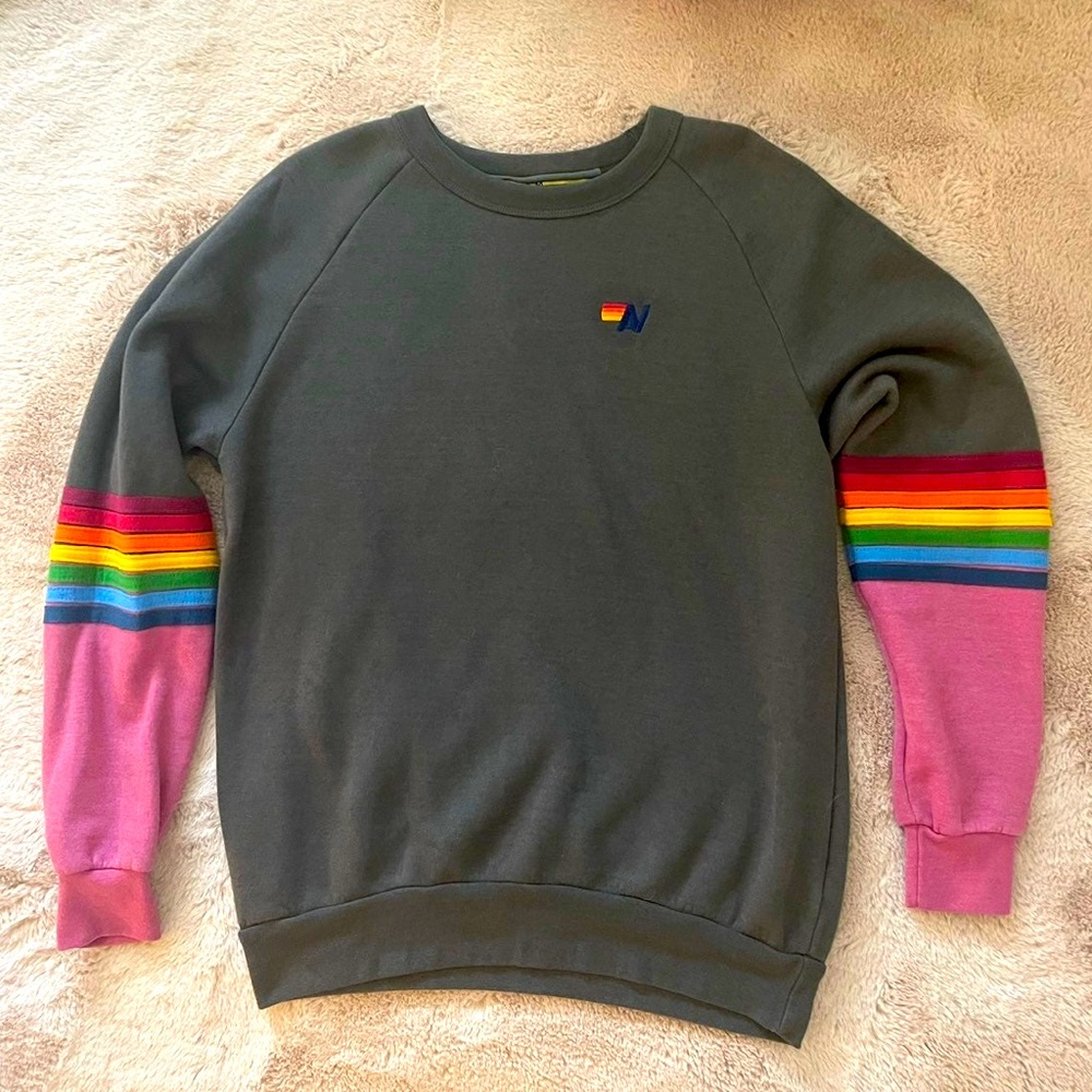 RARE Aviator Nation Rainbow Stitch Sweatshirt 🌈